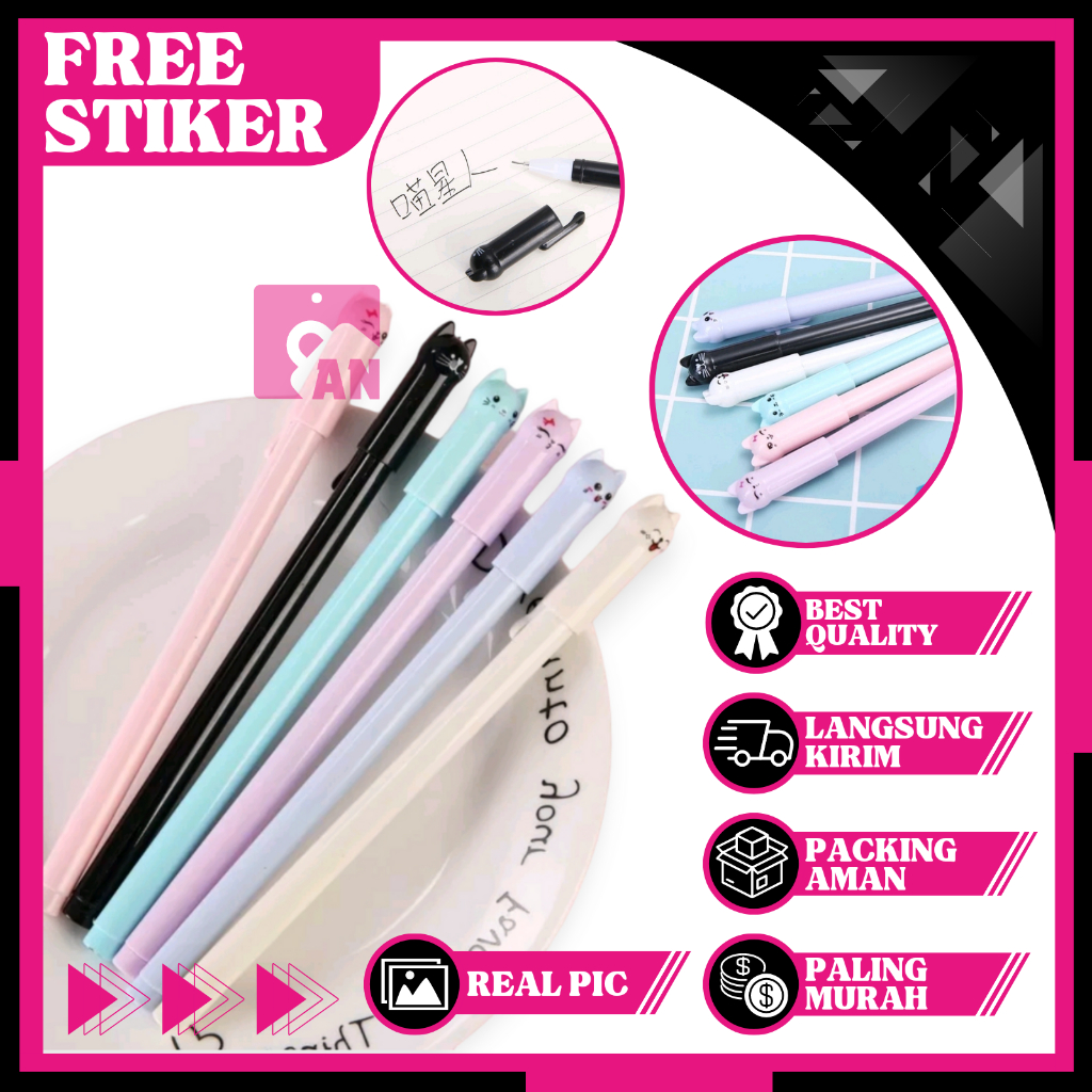 

1PCS Pulpen Karakter Kucing Tinta Hitam Pena Motif Lucu Warna Alat Tulis Bolpen Perlengkapan Menulis Pen A077