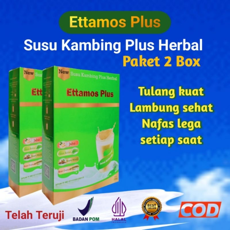 

PAKET 2 BOX SUSU KAMBING ETAWA ETTAMOS PLUS HERBAL ASLI BERKUALITAS 200g, SUSU KAMBING BUBUK SERBUK