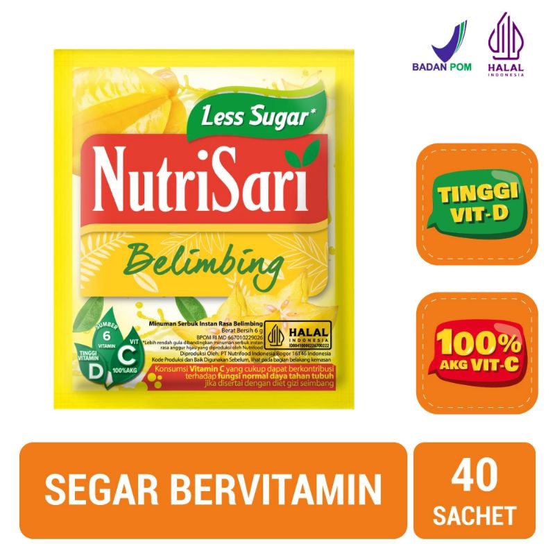 

NutriSari Belimbing 40 Sachet - Minuman Buah Belimbing Sari Buah Belimbing Starfruit Less Sugar Tinggi Vitamin C