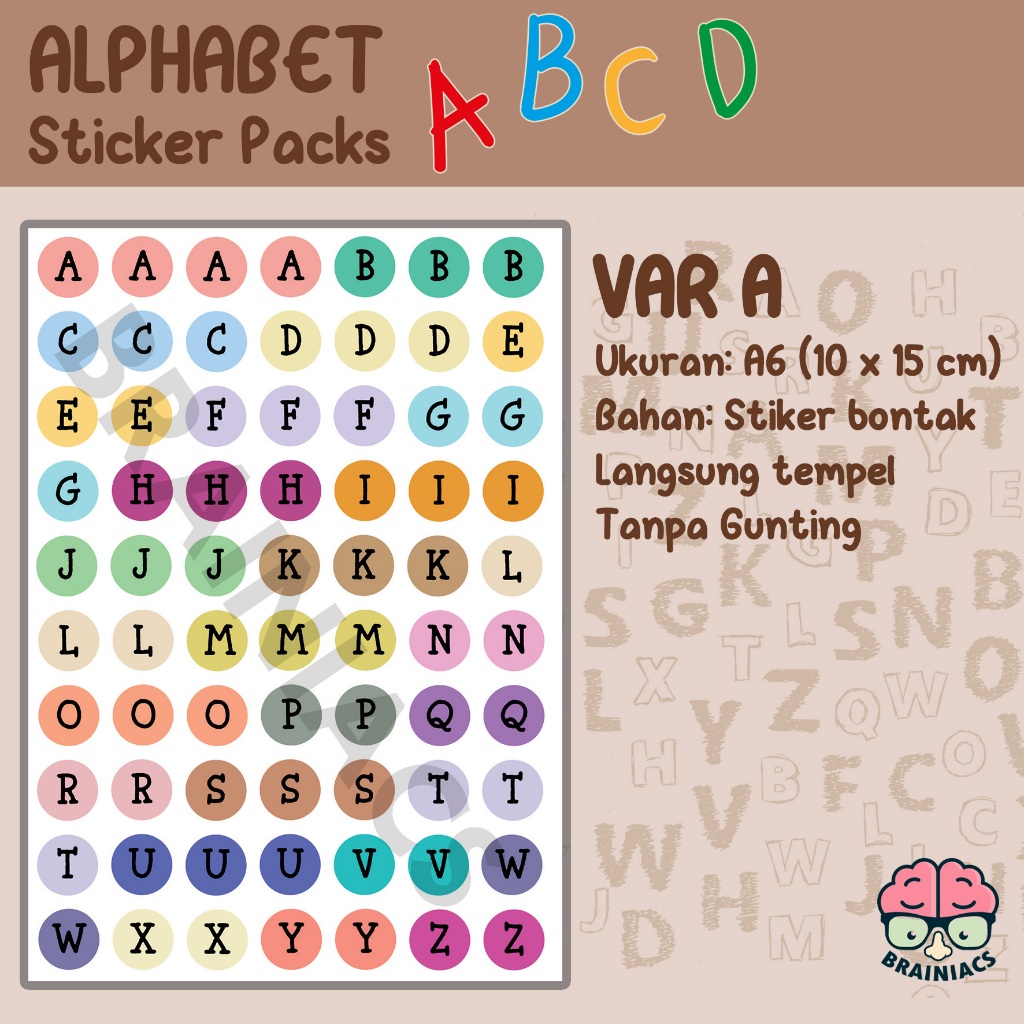 

ST-007, Sticker Stiker Alphabet Alfabet Huruf