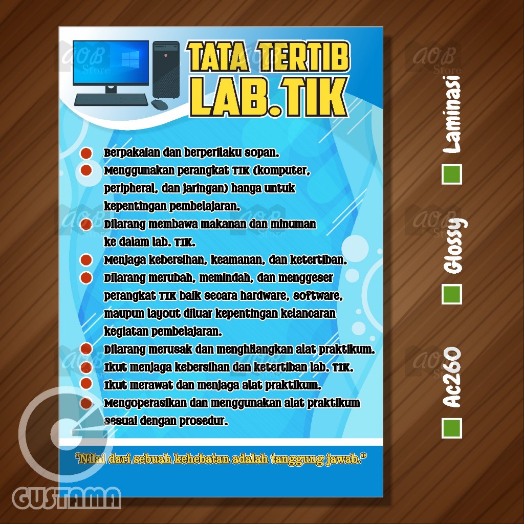 

Poster Tata Tertib Ruang TIK, Poster Laboratorium TIK A3