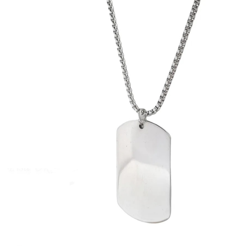 Kalung Titanium Rantai Pria Liontin Army Plat Polos Anti Karat