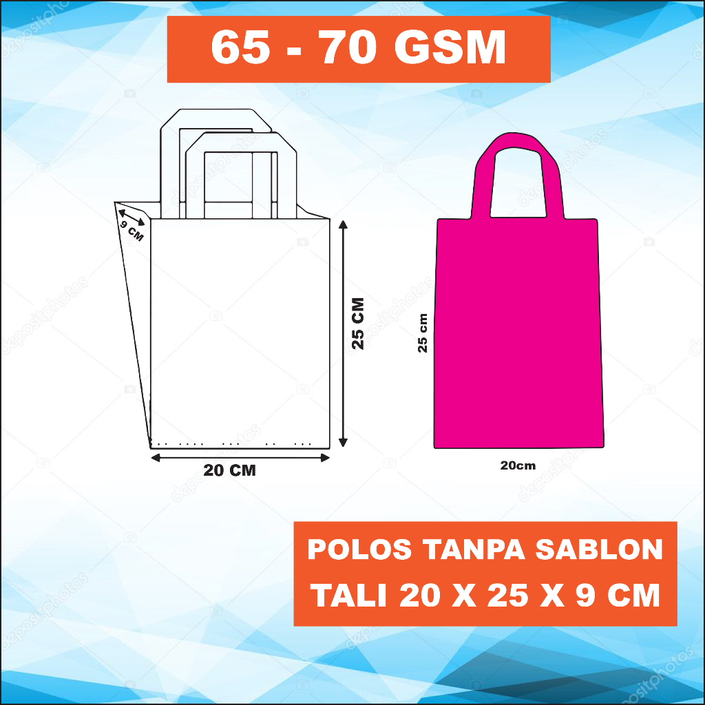 

TAS GOODIEBAG / SPUNBOND / TALI UKURAN 20X25X9 CM POLOS UNTUK SOUVENIR / PERNIKAHAN, ULANGTAHUN