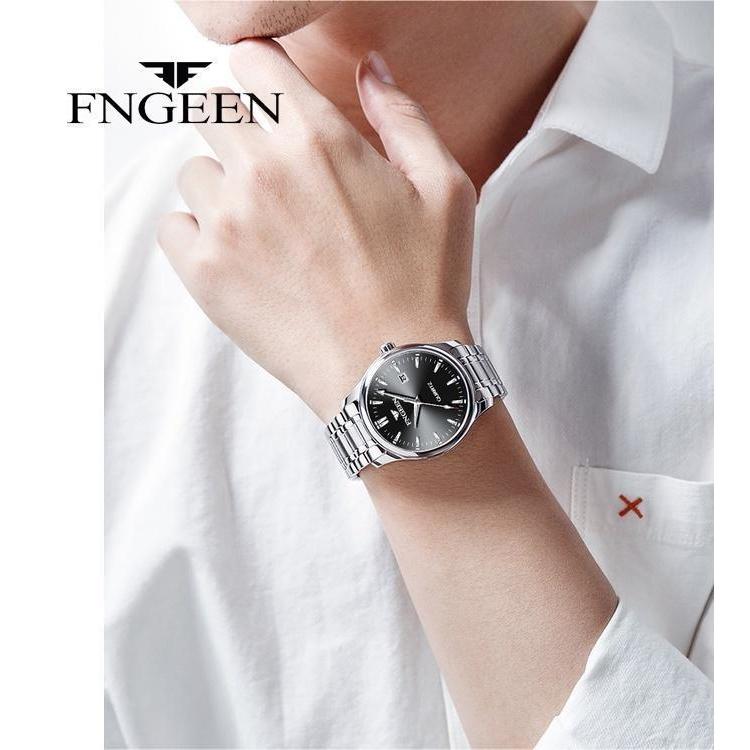 100% AMAN FNGEEN 2111 JAM TANGAN PRIA ANTI AIR BISNIS FASHION MEWAH STAINLESS STEEL QUARTZ