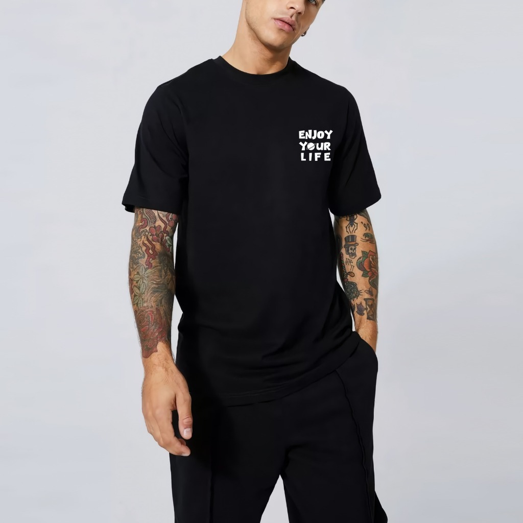 BFC168 Baju Kaos T Shirt Cotton katun Combed Semi Cotton Premium Pria Wanita Unisex enjoy your life