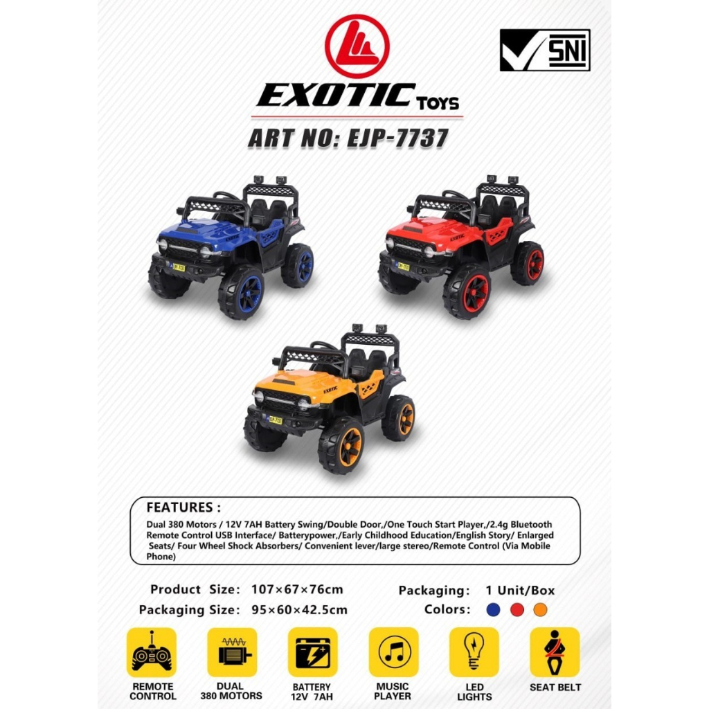 Mainan Mobil Aki Jeep Exotic EJP 7737 Mainan Mobil Anak 12 Volt