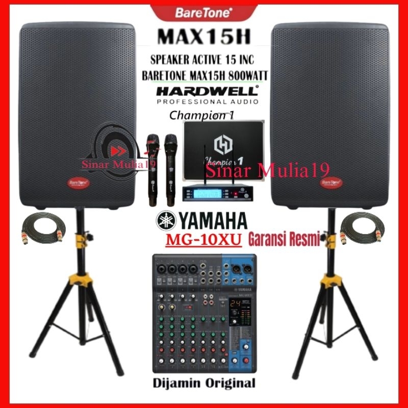 Paket Sound System Outdoor Speaker Terbaik BareTone MAX15H Mixer YAMAHA MG10XU ORI Mic Wireless Hard