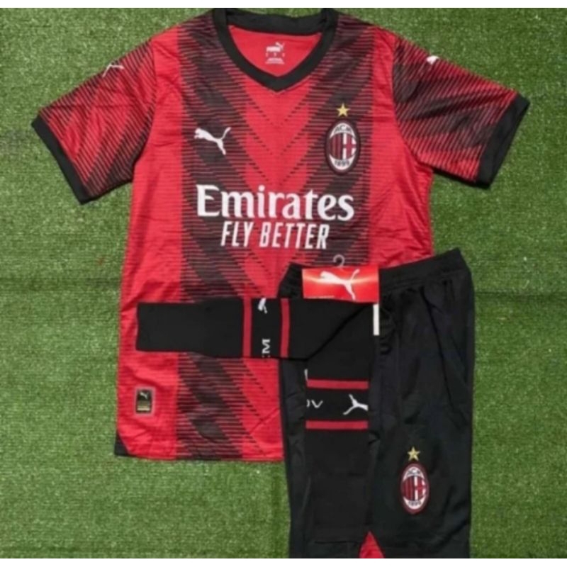 Baju Bola Milann_ Home 1 Stel & Fullset 2023/2024