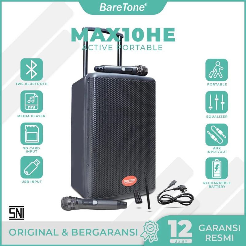 Speaker BareTone MAX10HE TWS Bluetooth 10 inch Portable BARETONE Original