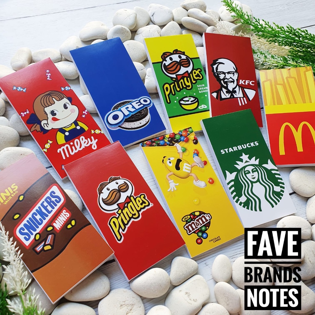 

Fave Brand Snacks Mini Long Notes Buku Catatan Tulis Notebook Notepad Souvenirs Hampers Pringles Pocky McDonalds KFC Starbucks Snickers M&Ms Oreo Milky