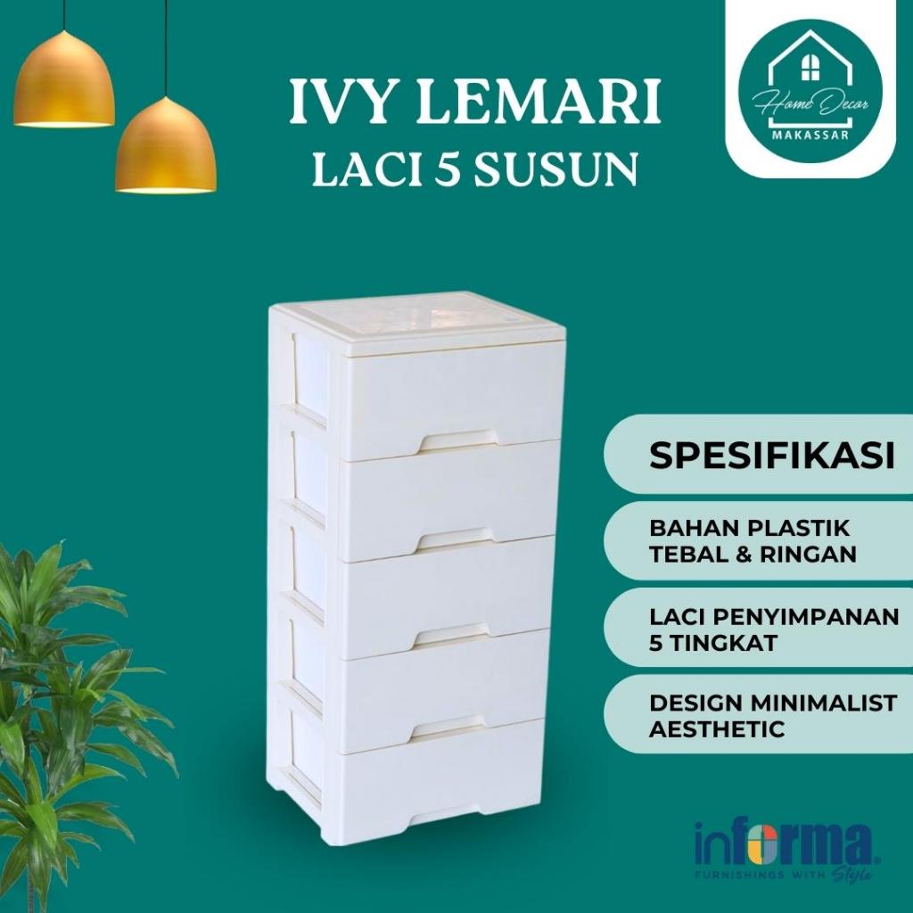 Informa - Ivy Laci Penyimpanan 5 Tingkat/Lemari Laci Palstik 5 Susun Aesthetic Makassar