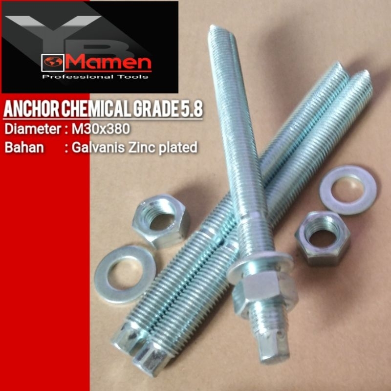 Chemical anchor M30 / Chemical anchor bolt M30x380 grade 5.8