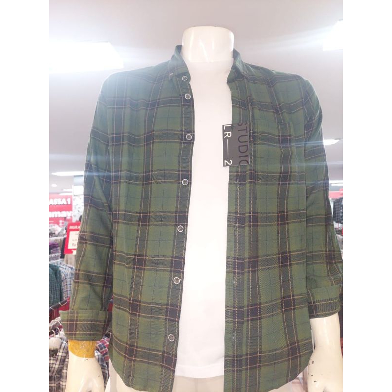 Larusso/Lr2 kemeja flanel kotak panjang