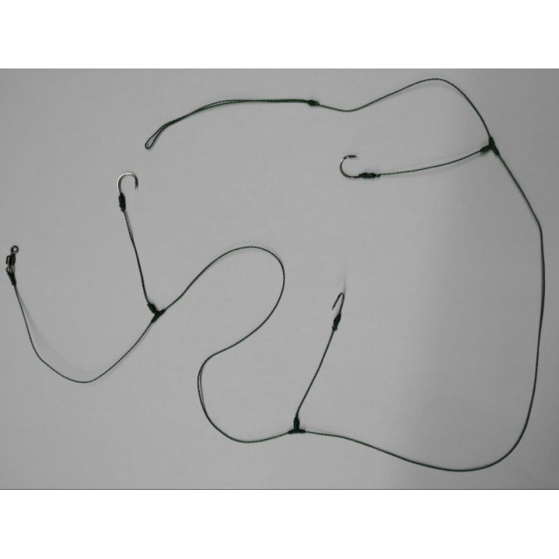 Rakitan Pancing Bawal Glosor Benang PE Cabang 3 Mata Kail Nomer 5 Besar