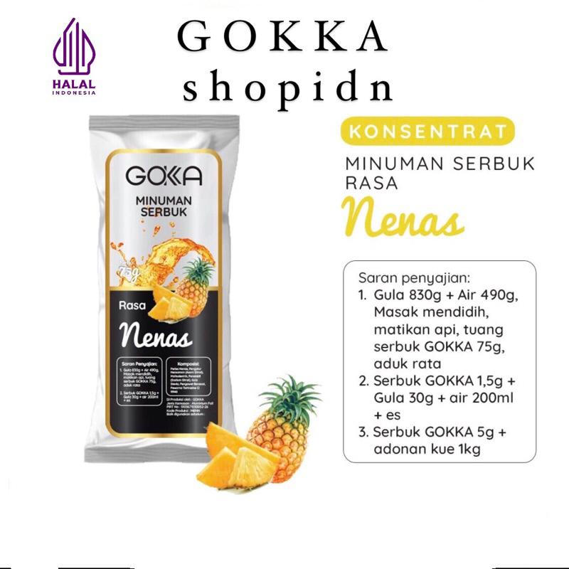 

Bubuk Minuman Nanas Gokka 50g - Powder drink Pineapple 50g [Gokka Drink 50g]