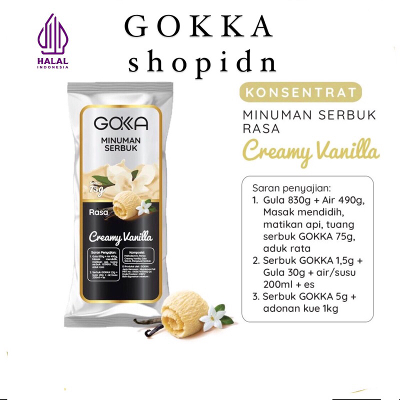 

Bubuk Minuman Vanilla Cream Gokka 50g - Powder drink Creamy Vanilla 50g [Gokka Drink 50g]