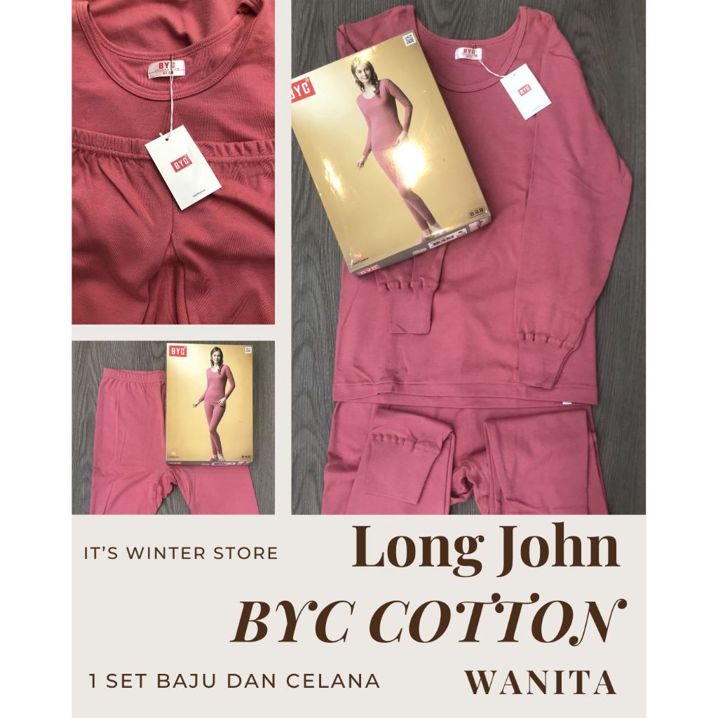 Long John Wanita Musim Dingin Pakaian Baju Dalam Winter BYC Bahan Katun 1 Set Baju Dan Celana Cewek