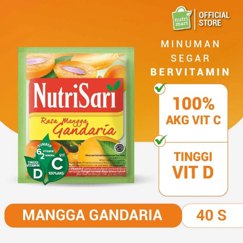 

NutriSari Mangga Gandaria isi 40 sachet - Minuman Sari Buah Mangga Minuman Rasa Mangga Vitamin C