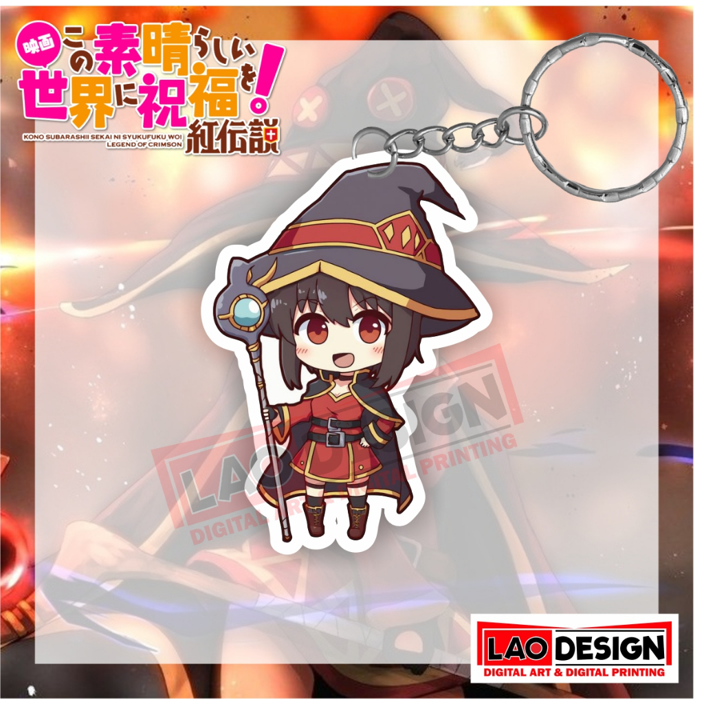 Gantungan Kunci Megumin Kono Subarashii - Gantungan Kunci Anime - Gantungan Kunci Akrilik - Gantunga