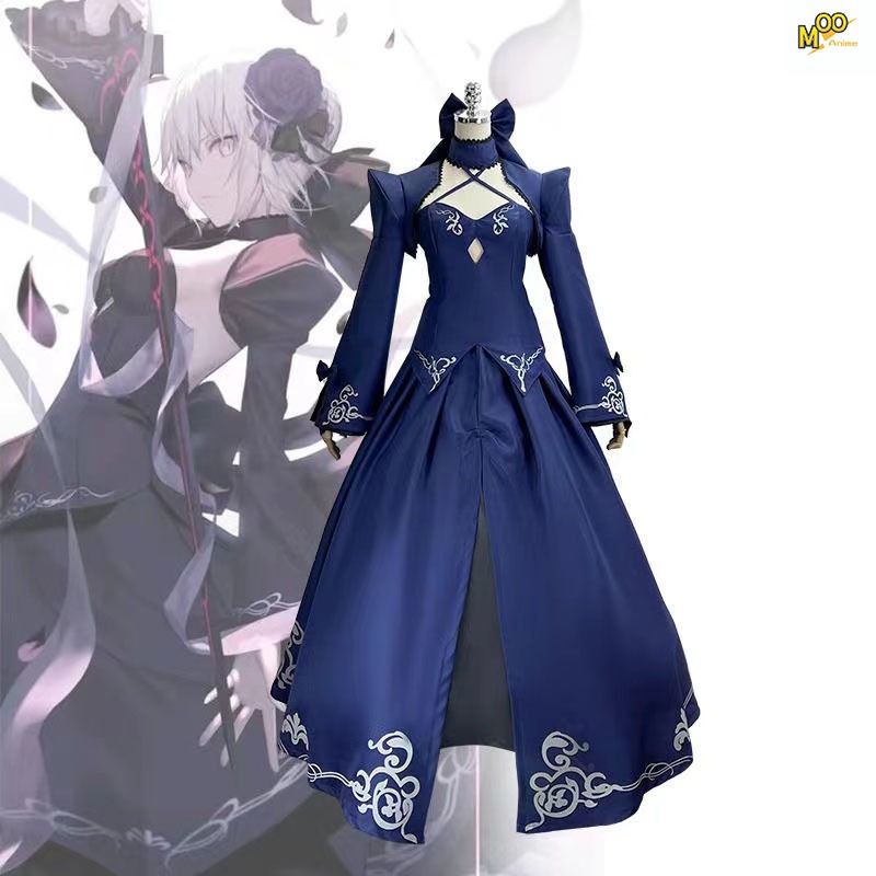 Fate/stay night black saber ceremonial dress Altria Pendragon Saber cosplay Set and wig