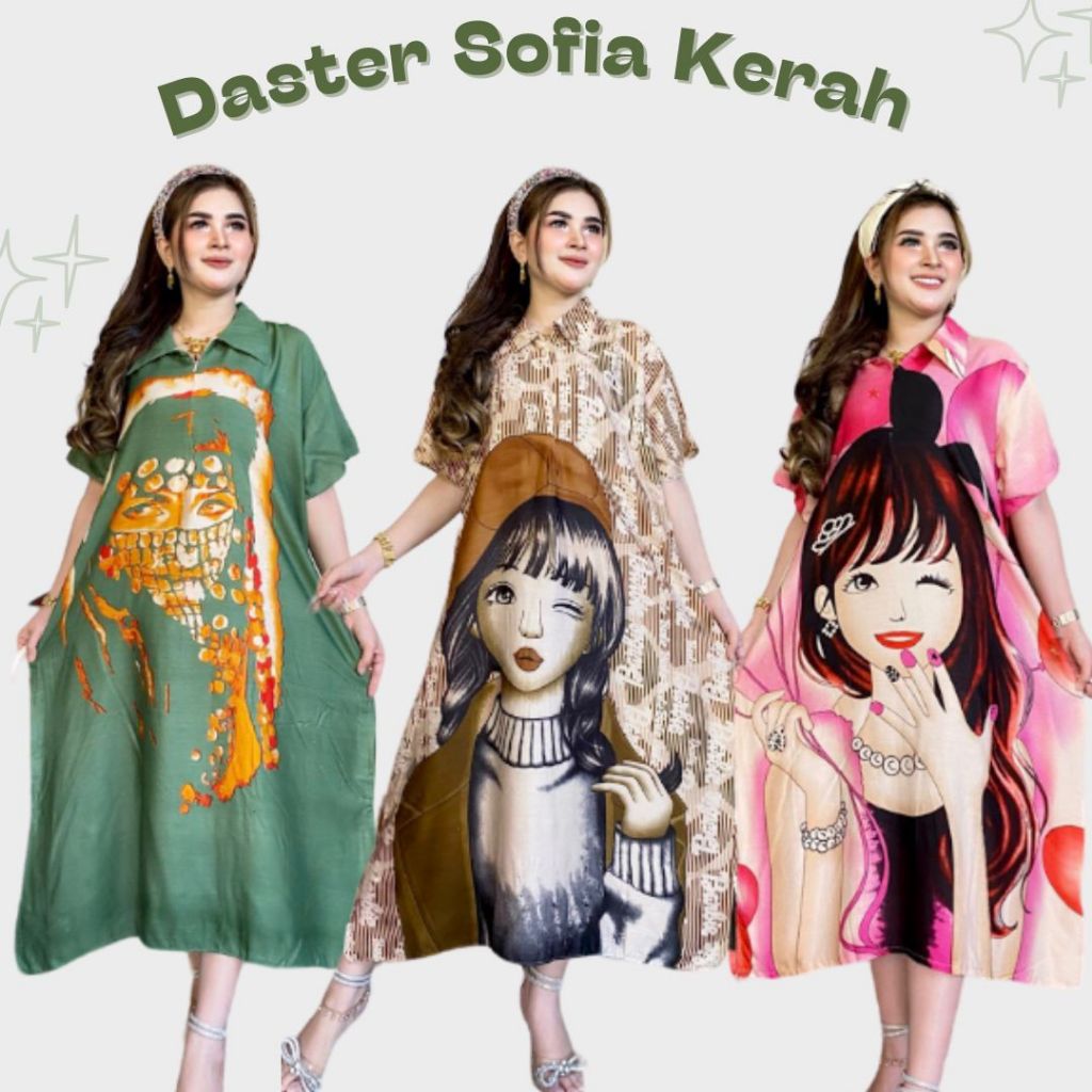 Daster rayon motif Sofia Berkerah Busui Resleting
