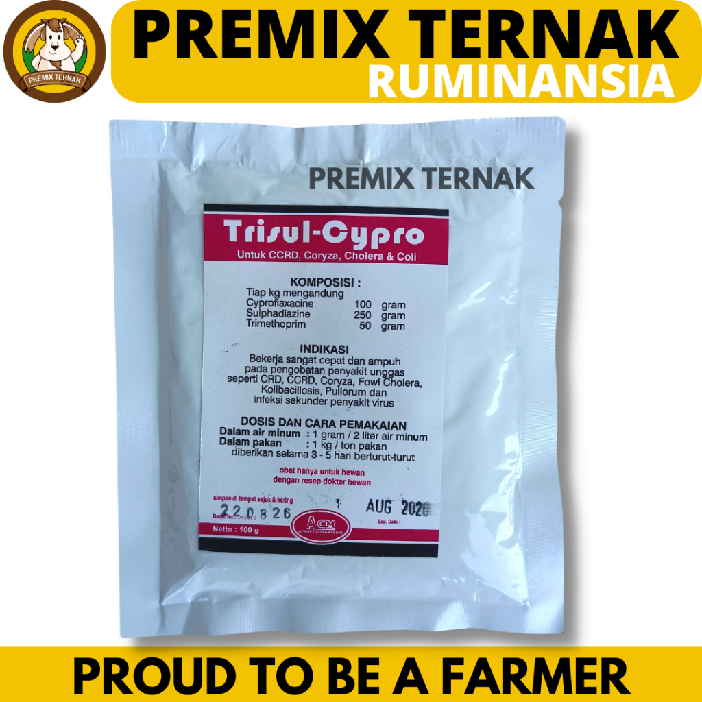 Trisul Cypro 100 gram - Antibiotik Unggas 100 gram - Obat CRD ayam - Obat Pollorum ayam