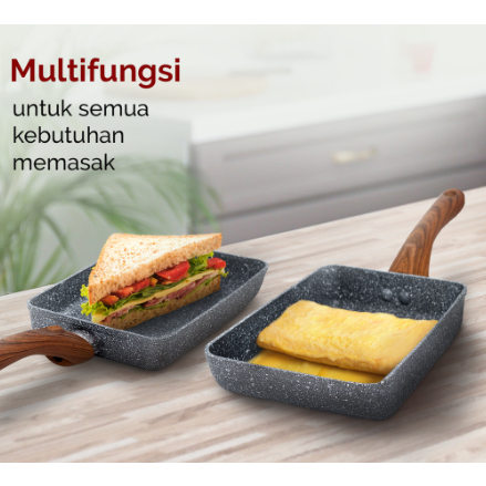 pan Wajan Kotak 13x18 cm /White Granite Egg Pan Omelette