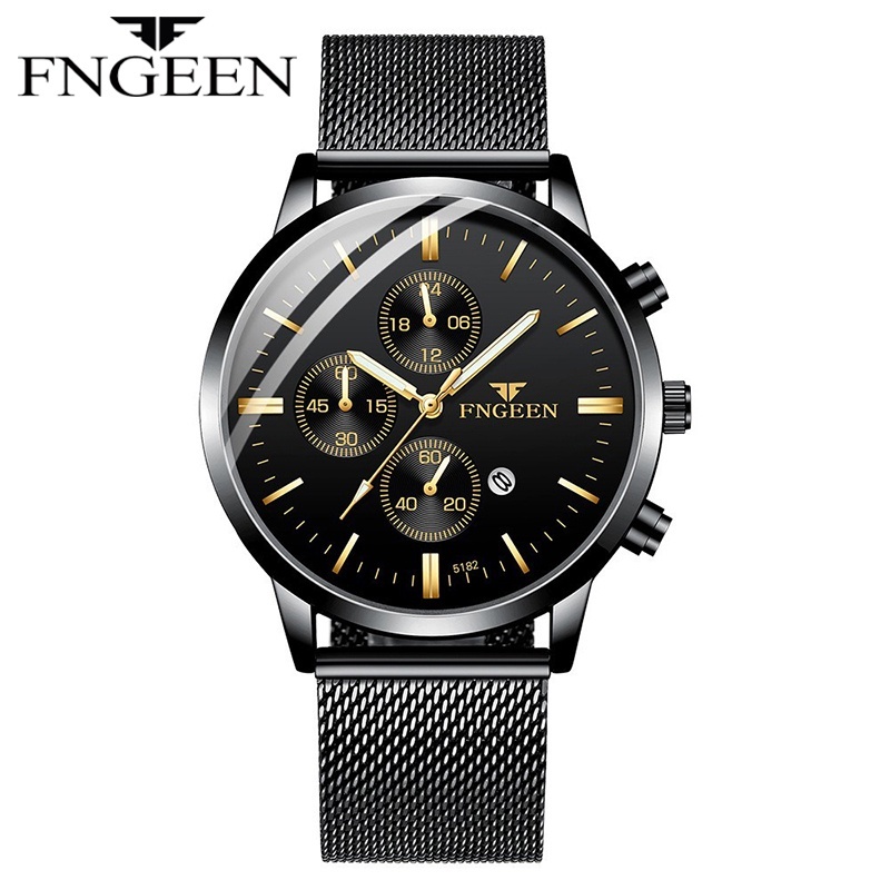 FNGEEN 5128 Jam Tangan Pria Anti Air Keren Buat Gaya Fashion Quartz Jam Tangan Cowok+Kotak Gratis