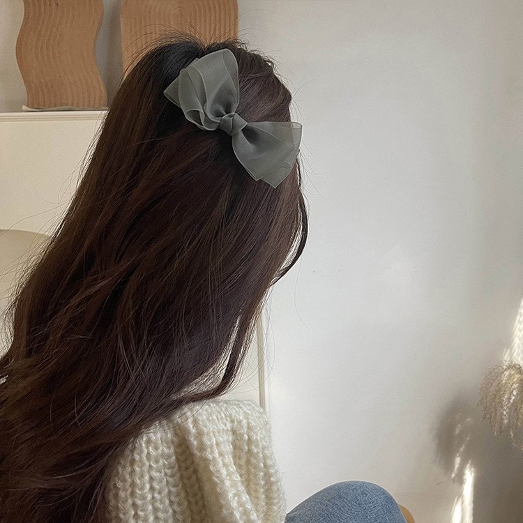 [8Ave] Aksesoris Rambut Jepit Rambut Jepit Pita Organza warna Kalem Hijau dan Abu