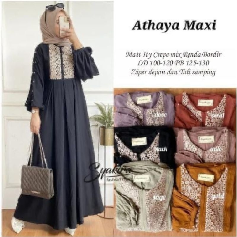 ATHAYA MAXI By SYAKIRA / DRESS ATHAYA MAXI MIX RENDA / GAMIS WANITA CRINKLE AIRFLOW