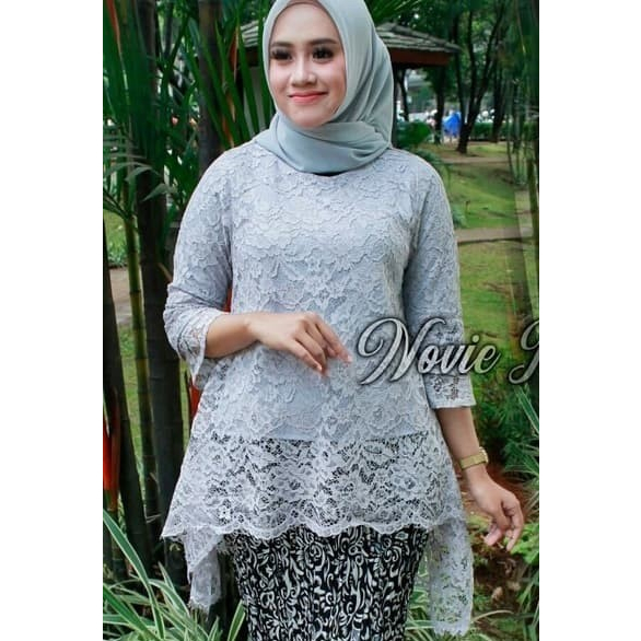 KEBAYA TOP - Atasan Kebaya Brokat Rinjani | Kebaya Modern Grey