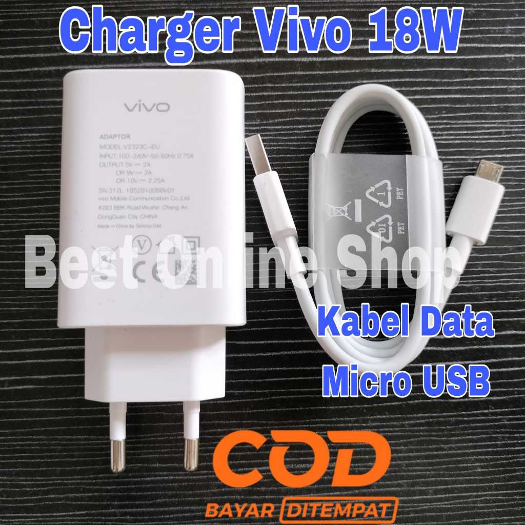 CHARGER VIVO Y11 Y20 Y20SG Y20S 18W FAST CHARGING ORIGINAL 100% KABEL DATA MICRO USB