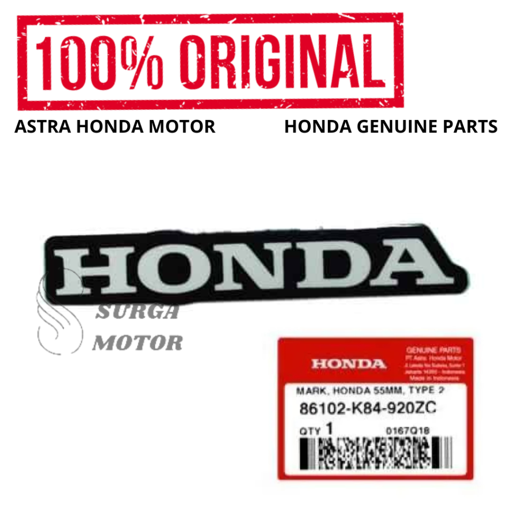 Stiker Mark Tulisan Honda 55 MM Type 2 Hitam Putih CRF 150L Original AHM 86102-K84-920ZC Sticker Bod