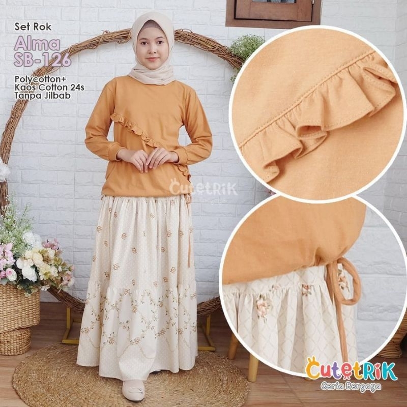 Cutetrik Setelan Rok Anak Perempuan Remaja Set Rok Babyterry