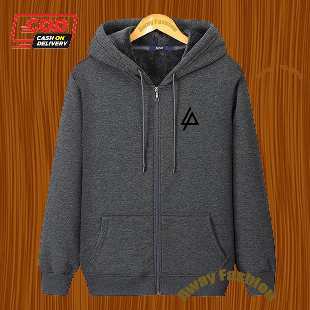 COD  Jaket Zipper Distro Lp Logo Text Hitam Premium /Quality/ Jeket Hoodie/ Unisex Jaket Resleting/F