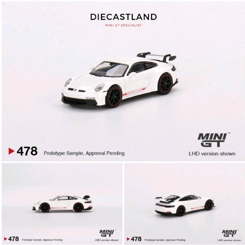 Mini GT #478 Porsche 911 (992) GT3 White MGT00478 MiniGT MGT Porsche 911 992 GT3 White Putih Miniatu