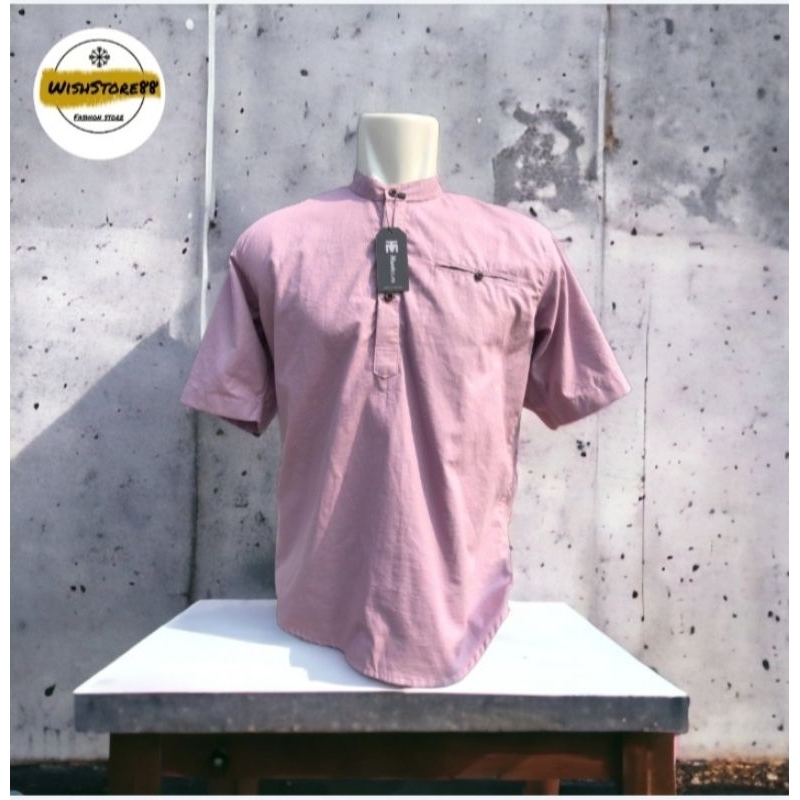New kemeja koko pria warna Lavender muda - kemko pria lengan pemdek warna lavender