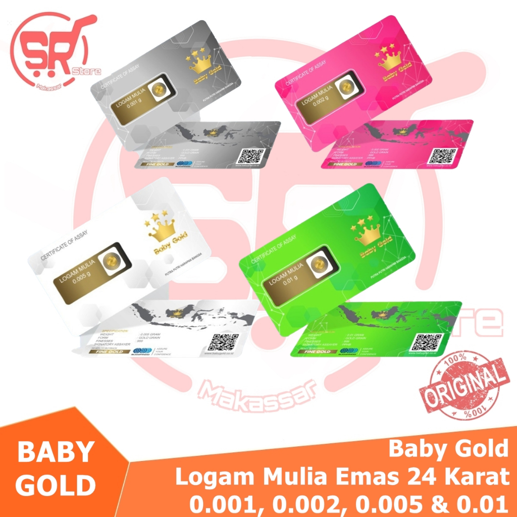 Emas Murni Logam Mulia 24 Karat 0.001 / 0.002 / 0.005 / 0.01 ( BABY GOLD / BABYGOLD / BABY GRAM / BABYGRAM / MICRO GRAM / MICROGRAM )