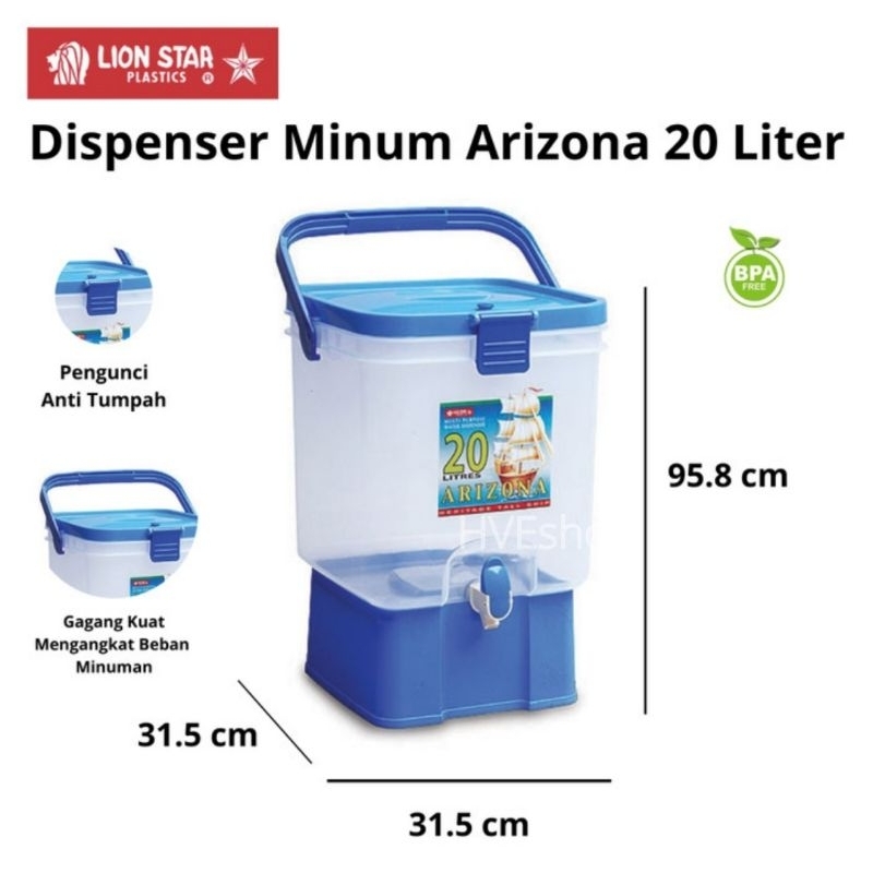 Dispenser Lion Star ARIZONA DRINK JAR LION STAR 20 LITER (WADAH TEMPAT AIR MINUMAN) Es Teh