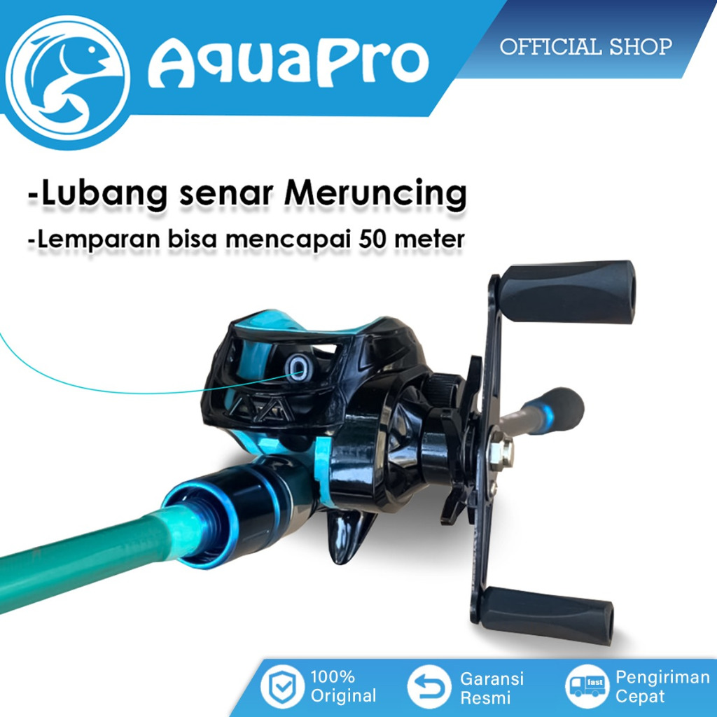 Aquapro Paket Alat Pancing Ikan Joran Pancing BaitCasting Fishing Rod Reel Pancing Bait Casting Fishing Reel Pancing Varian Spinning &amp; Casting Bisa Untuk Pancing Ikan Gabus Tomang DLL