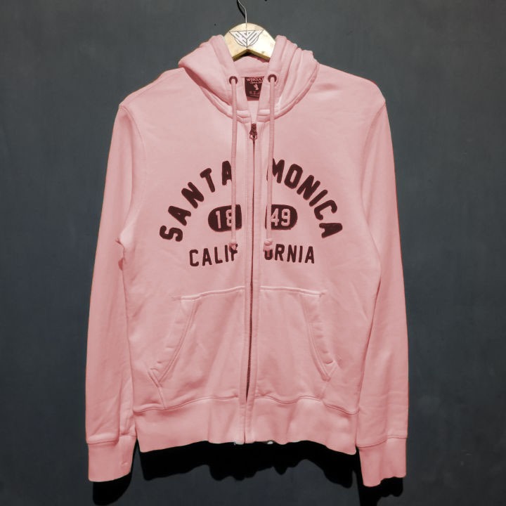 Jaket Hoodie WHO AU California Santa Monica Pink / Jaket WHO.AU Zipper Hoodie Anak Stm Pria Wanita P