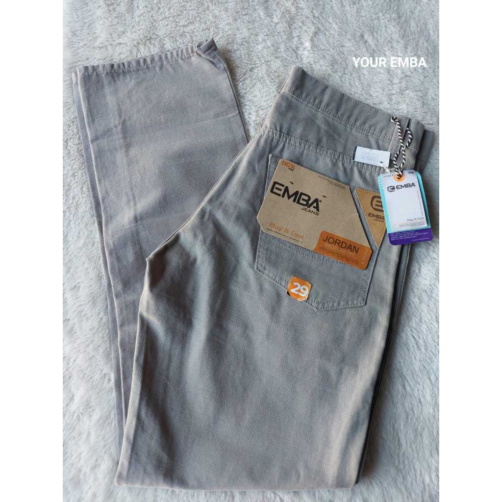 Celana Panjang Pria EMBA JORDAN ORIGINAL Bahan Katun Premium Warna Abu-Abu Model Reguler