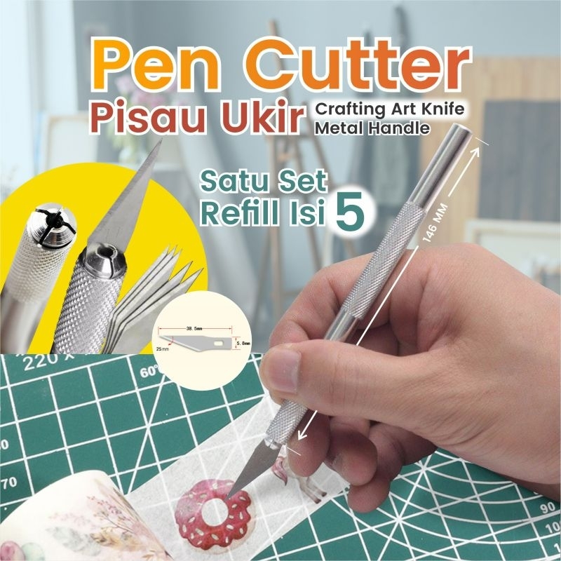 

PEN CUTTER | PISAU UKIR | KNIFE ART PEN KNIFE | METAL HANDLE | CUTTER PISAU TAJAM