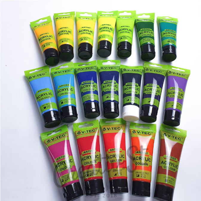 

V Tec Acrylic 75ml - Cat Acrylic V-Tec 75 ml - Paint Acrylic Colour cat Lukis Akrilik