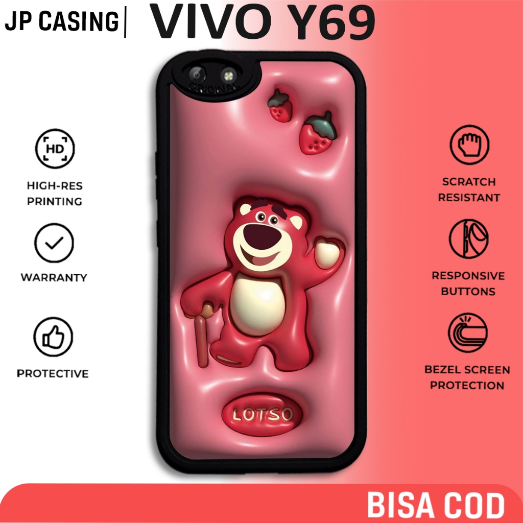 case hp vivo y69 terbaru motif aesthetic cute bear lotso art streetwear lucu keren cute cewek cowok 