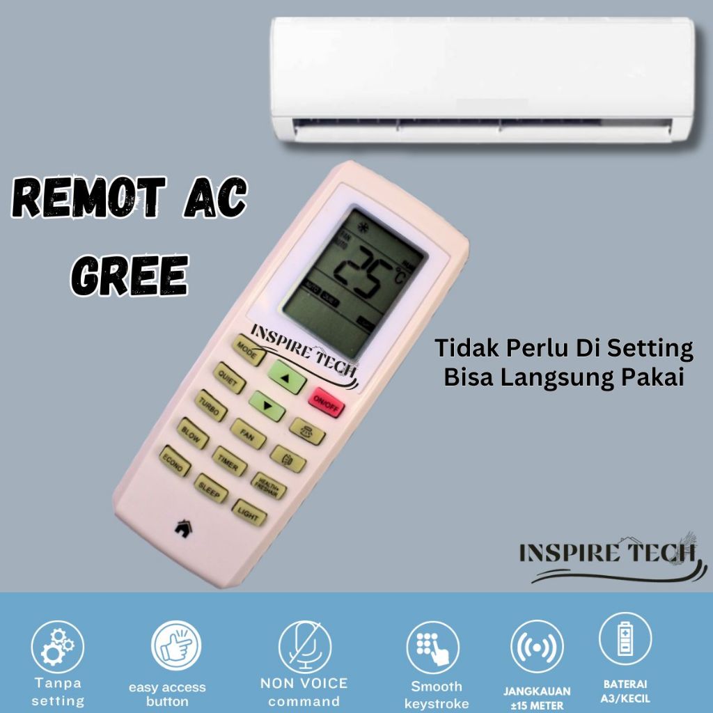 Remot Remote Ac Gree TURBO Putih Sharp Sanyo Dan Aqua Universal