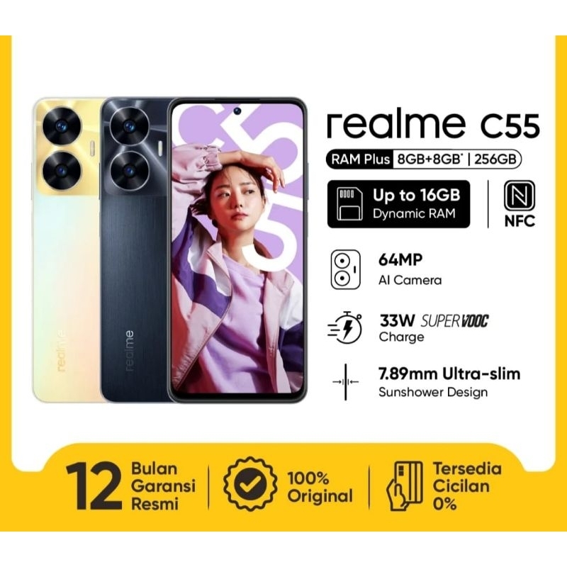 Realme C55 6/128gb ram 8gb 256gb NFC baru new garansi resmi indonesia original