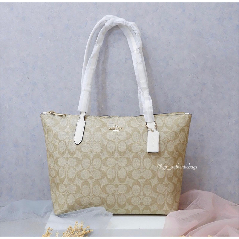 COACH TOTE ZIP CHALK SIGNATURE