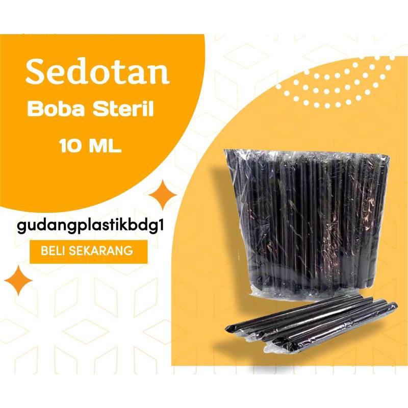 Sedotan Boba Steril Warna Hitam Besar / Sedotan Minuman Kekinian Plastik Murah / Sedotan Steril Boba