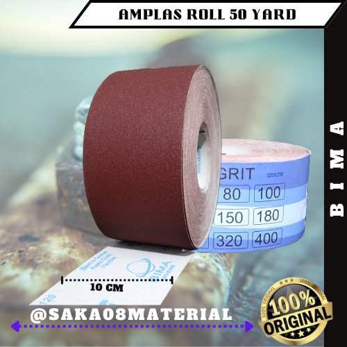 JUAL AMPLAS ROLL 10 CM X 50 YARD GRIT 80 100 120 150 180 240  BIMA ORIGINAL TERBARU / AMPELAS GULUNG